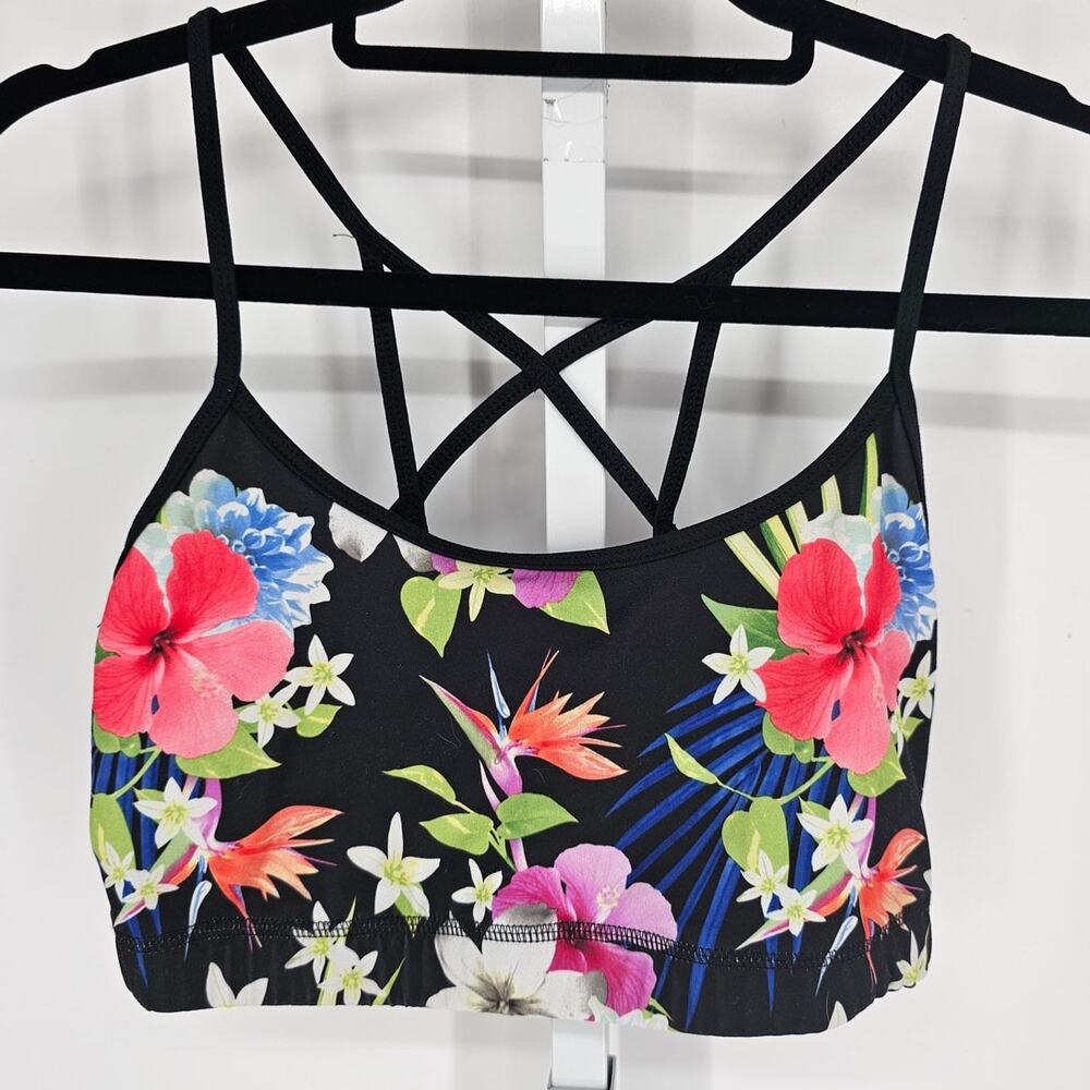 SO Intimates Womens Sz L Strappy Bralette Bra Colorful Floral Print